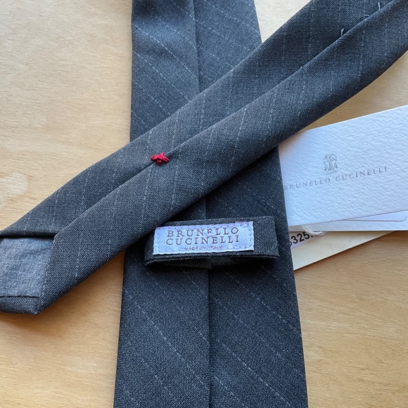 Brunello Cucinelli Necktie: Chalk-Stripe Charcoal NWT - Picture 2 of 2